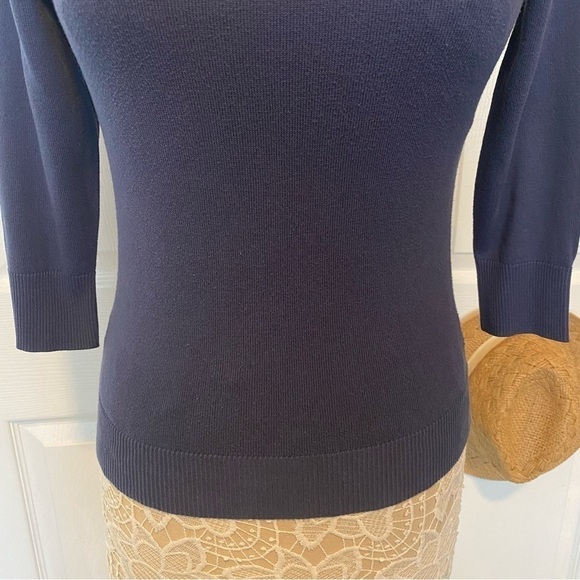 Banana Republic Comet blue 3/4 sleeve top cotton blend gold buttons accent Small - Picture 4 of 11